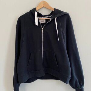 Madewell MWL Airyterry Full Zip Up Hoodie Black/White Trim